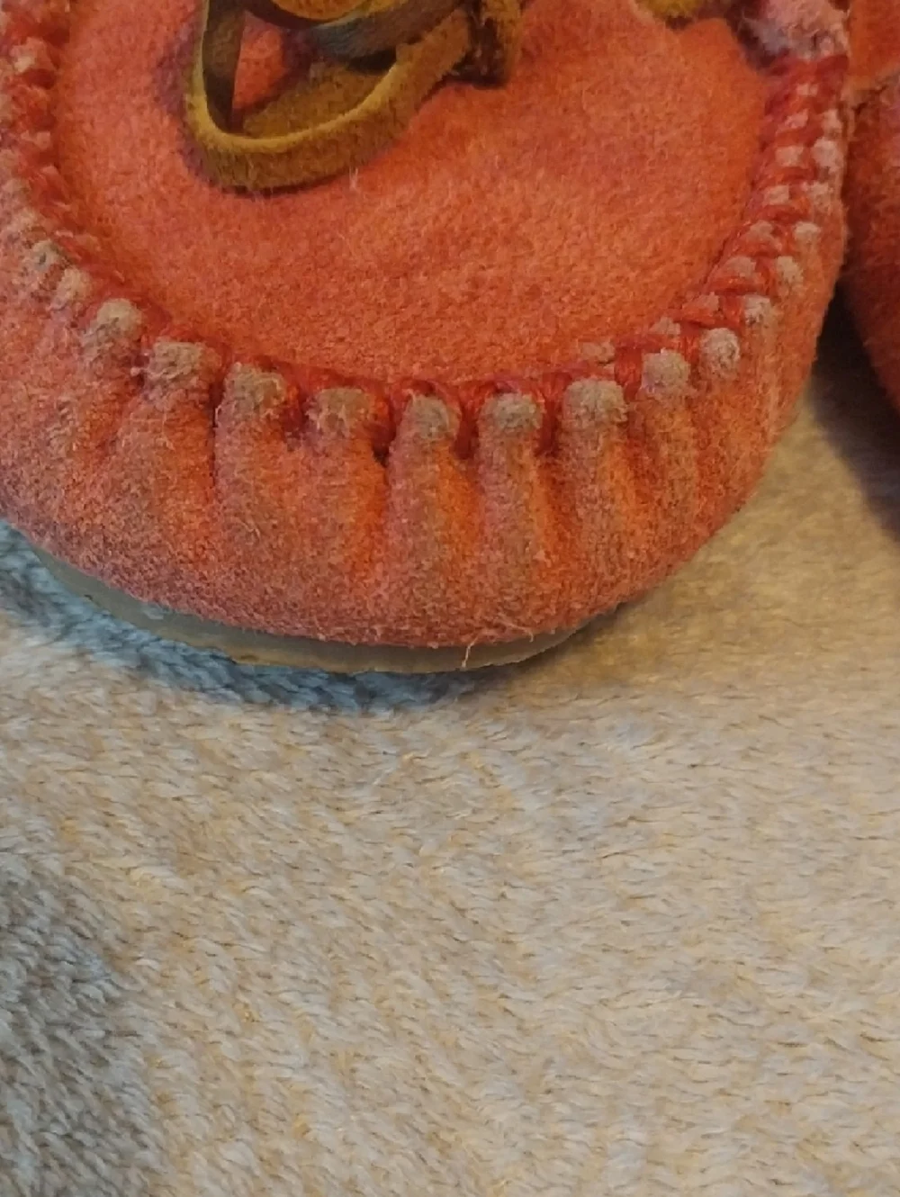 Minnetonka Kids Coral Suede Moccasins with Faux Fur Lining